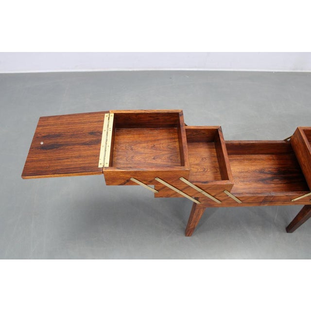 Wood Mid-Century Danish Unfolding Sewing Box in Wood and Brass, 1960s For Sale - Image 7 of 16
