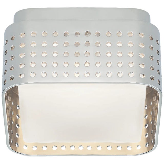 Precision 4.5" Solitaire Flush Mount in Polished Nickel with Clouded Glass Designer: Kelly Wearstler Mounting: Flush Shade...