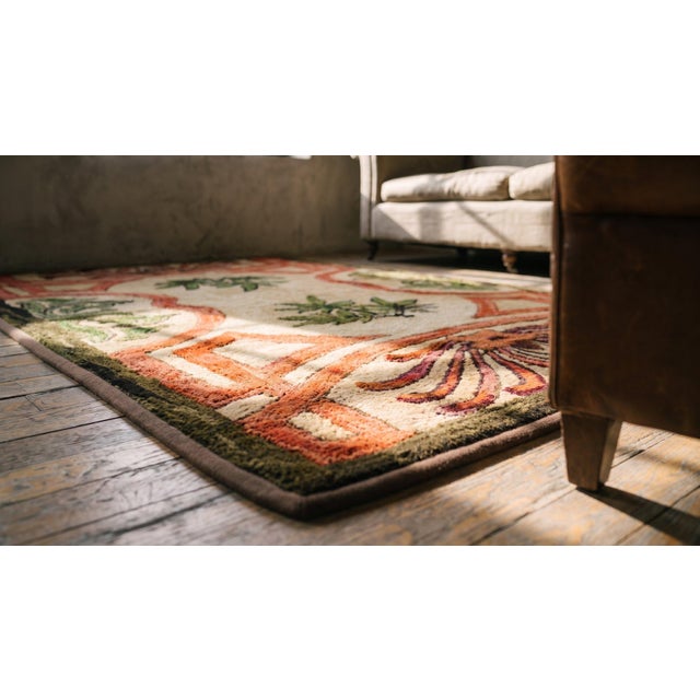 1920s Antique 5 Pointed Star and Leaf Pattern Folk Art American Hooked Rug For Sale - Image 13 of 13