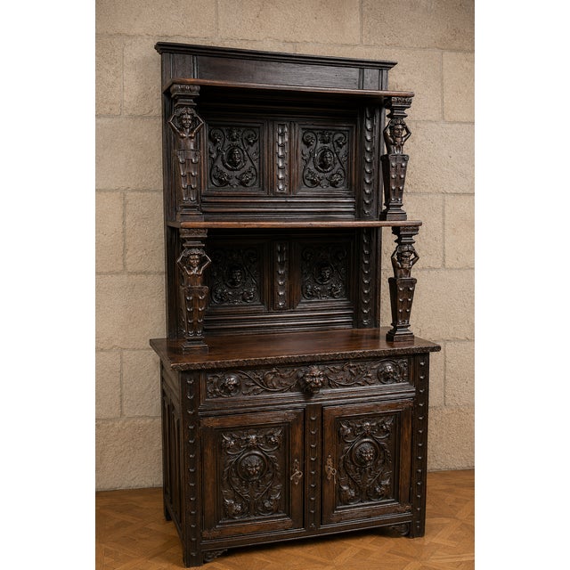 Renaissance Two-Part Buffet in Oak For Sale - Image 6 of 6