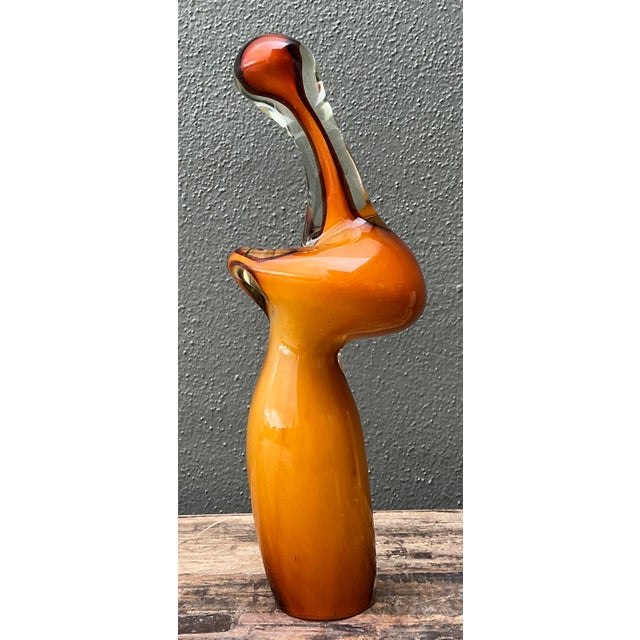 Amber Vintage Italian Murano Glass Abstract Sculpture For Sale - Image 8 of 12