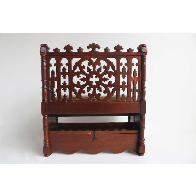 Antique French Gothic Revival Wood Hall Bench, 1880s For Sale - Image 9 of 18