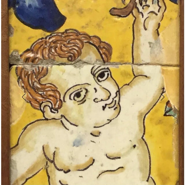 Italian 18th Century Italian Majolica Faience Pottery Putto Framed Tiles For Sale - Image 3 of 11