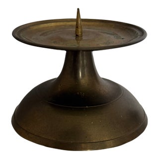 Vintage Indian Solid Brass Pricket Candlestick/Pedestal Stand For Sale