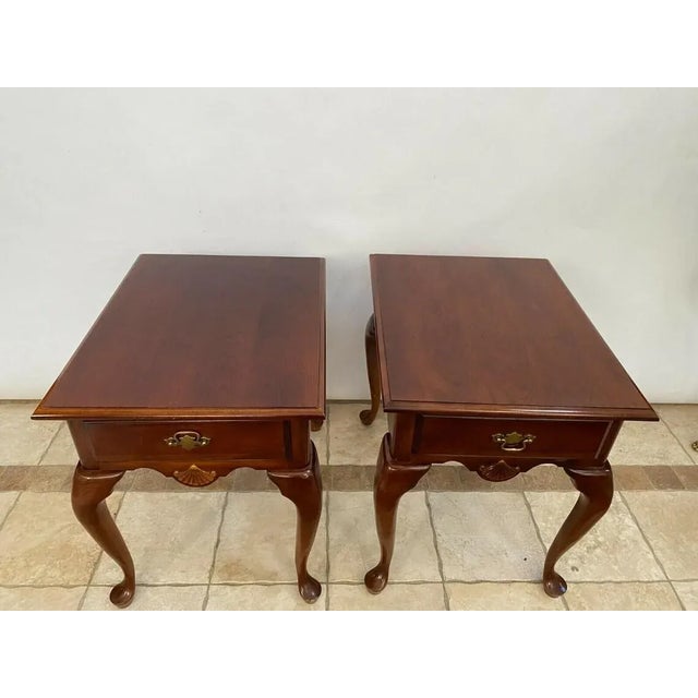Chippendale American Drew Side Tables Single Drawer Matching - a Pair For Sale - Image 3 of 10
