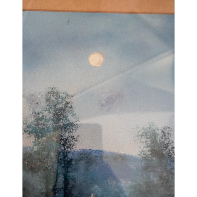 19th Century American Pastel Moonlit Nocturne Pastural Landscape With Haystacks For Sale - Image 12 of 16