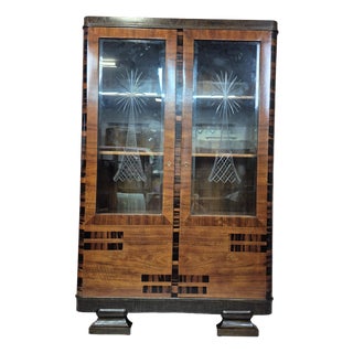 Art Deco Display Cabinet in Caucasian Walnut, Macassar Ebony and Oak, 1930s For Sale