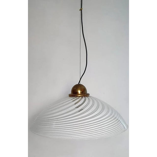 Large Murano Swirl Pendant in White, 1970s For Sale - Image 3 of 12