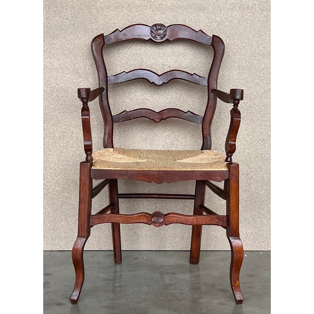 Art Deco 19th Set of Eight Spanish Armchairs With Cane Seat For Sale - Image 3 of 11