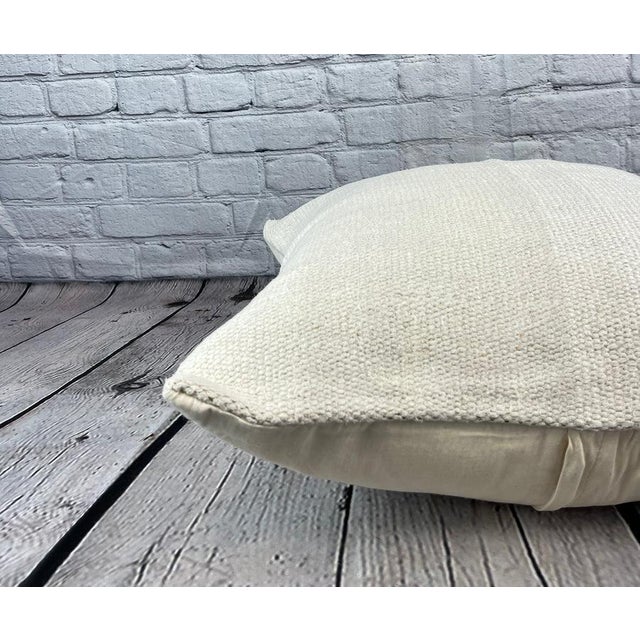 20 x 20 Hemp Pillow Turkish Cushion Natural Grayish White Pillow Cushion Cover For Sale - Image 4 of 4
