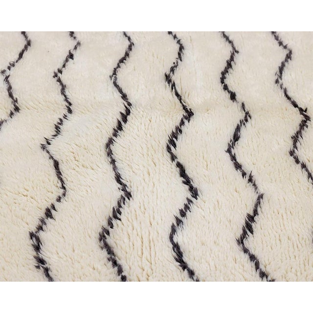 Chevron Stripe Hand-Knotted Moroccan Wool Rug | 9'7" X 6'8" | One of a Kind For Sale - Image 11 of 13