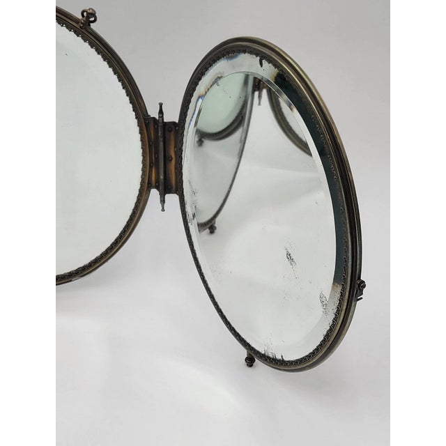 Rare 1800's Victorian Bronze Frame Dancing Couple Triple Hanging Shaving Vanity. For Sale - Image 12 of 12