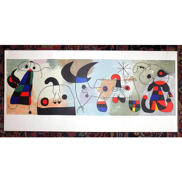 1950s Vintage Mid 20th Century Large Tri-Fold Abstract Joan Miro Color Lithograph From Derriere Le Miroir 36-37-38 (1951) -"Sur Quatre Murs" For Sale - Image 5 of 5