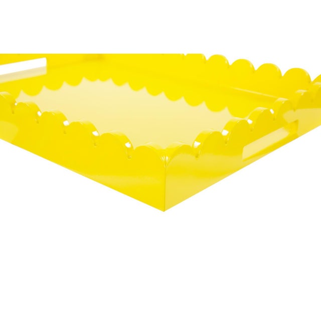 2020s Rectangular Scalloped Riviera Tray - Yellow For Sale - Image 5 of 10