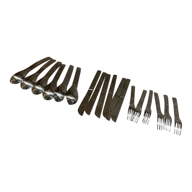 1960s Massimo Vignelli for Sasaki Modernist Flatware Set- 18 Pieces For Sale