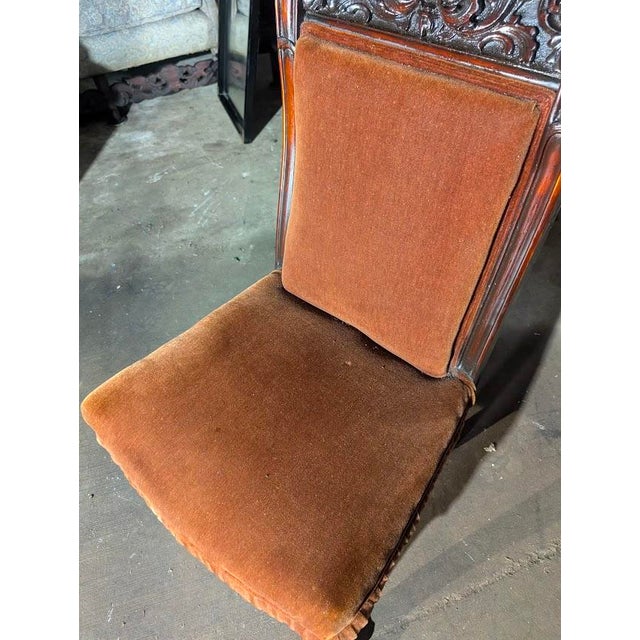 Traditional Late 19th Century Renaissance Revival Carved Mahogany Chair – Claw Feet & Rich Velvet Upholstery For Sale - Image 3 of 8