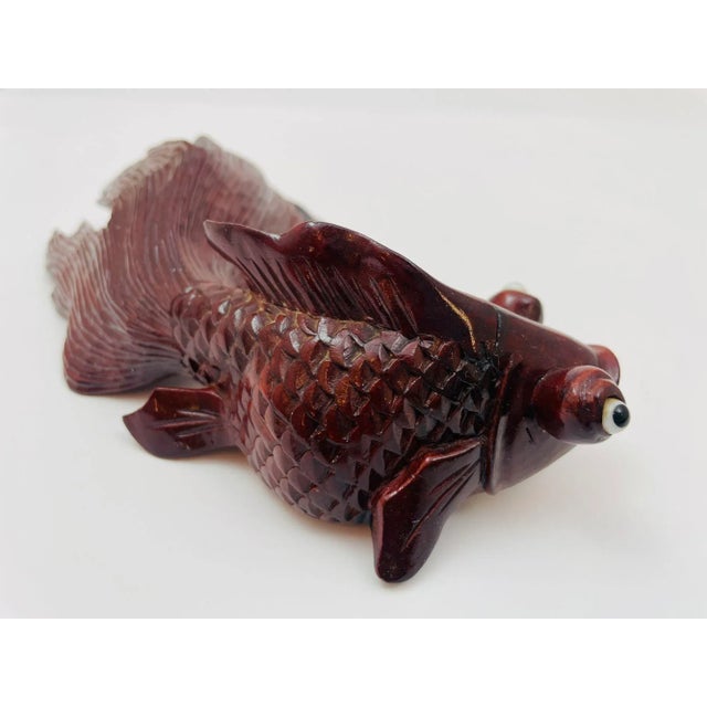 Japanese Hand Carved Wood Koi Fish Sculpture 1920 | Chairish
