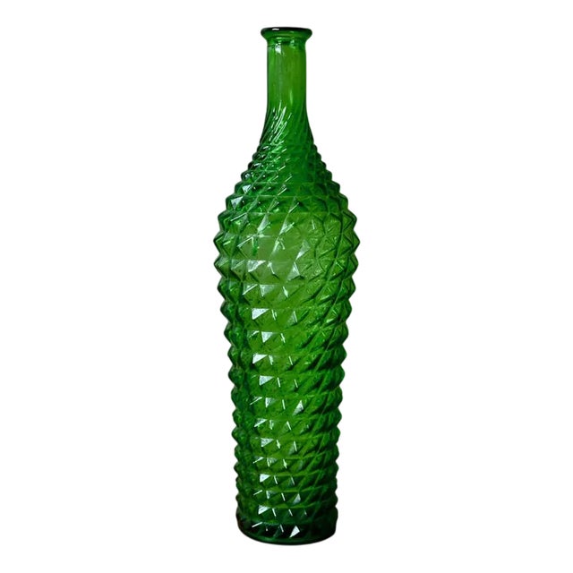 Italian Green Glass Bottle from Empoli, 1960s For Sale