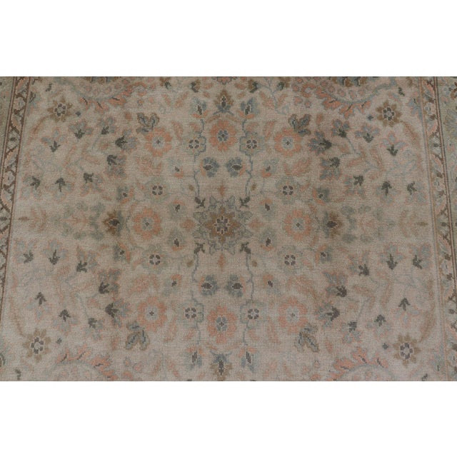 Textile Neutral Vintage Turkish Oushak Rug With Floral Design and Repeated Floral Motifs For Sale - Image 7 of 16