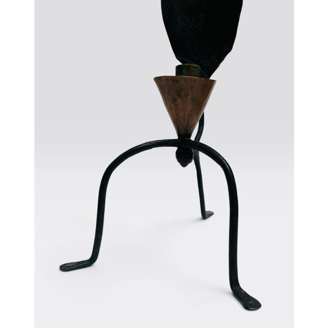 Vintage Copper Wrought Iron Leaf Candle Holder Set For Sale - Image 4 of 9