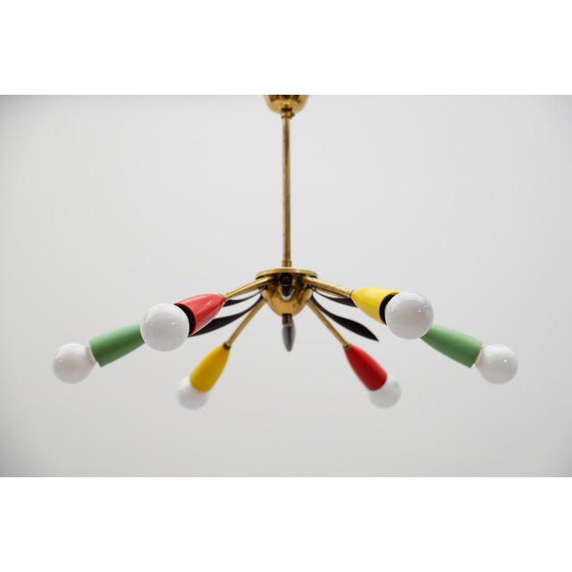 Mid-Century Modern Brass 6-Arm Sputnik Lamp, Italy, 1950s For Sale - Image 13 of 13