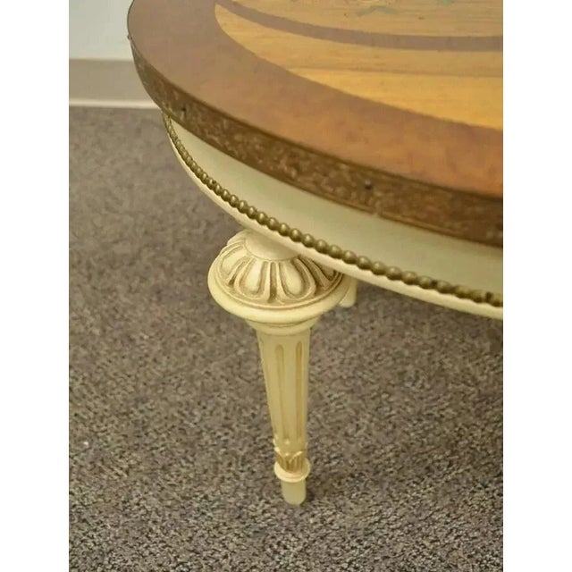 Brown Vintage French Louis XV Style Satinwood Inlay Mirror Top Lamp Side Table For Sale - Image 8 of 12