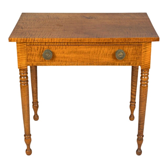 American Federal Tiger Maple Side Table For Sale