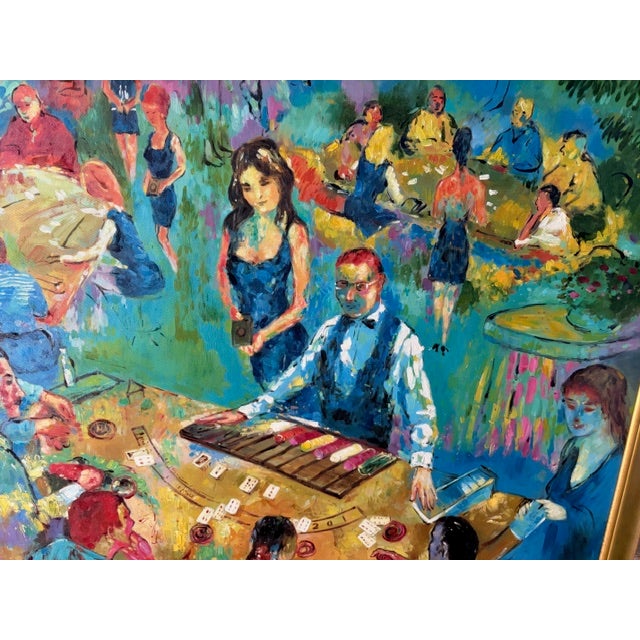 Abstract LeRoy Neiman High Stakes Blackjack Vegas Painting on Canvas, American For Sale - Image 3 of 8