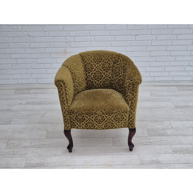 Vintage Danish Lounge Chair in Green Furniture Fabric, 1950s For Sale - Image 10 of 18