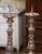 Brass Pair 19th Century French Louis XV Silvered Church Candlesticks With Wax Candles For Sale - Image 8 of 13