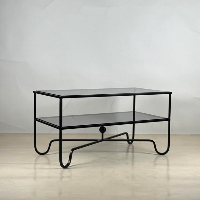 Smoked Glass 'Entretoise' 2-Tier Cocktail Table by Design Frères For Sale - Image 9 of 10