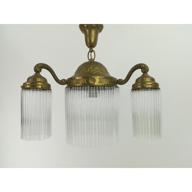 Viennese 3-Armed Chandelier with Glass Rods For Sale - Image 11 of 11