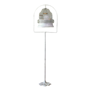 Art Deco Period White Painted Metal Birdcage With Stand