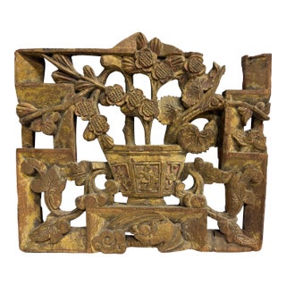 Antique 19th Century Hand Carved Chinese Asian Wood Wall Panel Sculpture Statue For Sale