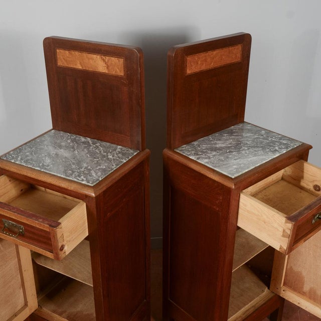 Bedside Tables with Gray Marble Top, 1930s, Set of 2 For Sale - Image 10 of 18