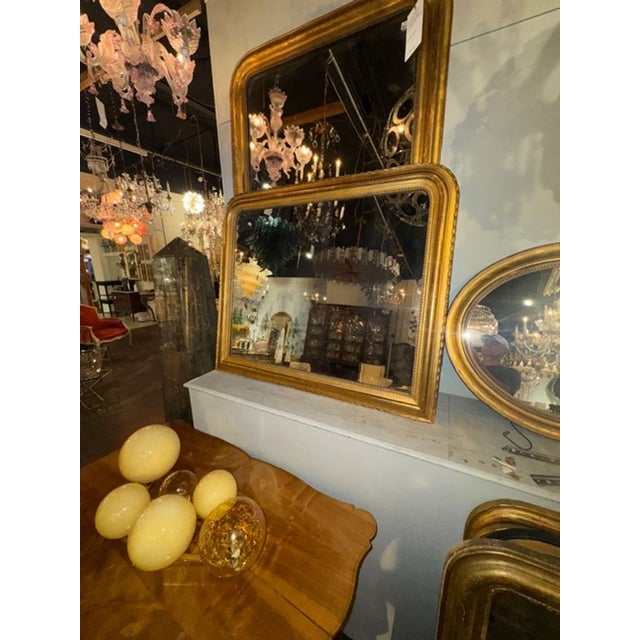 Wood 19th C. French Louis Philippe Giltwood Mirror in Rare Wide Scale For Sale - Image 7 of 7