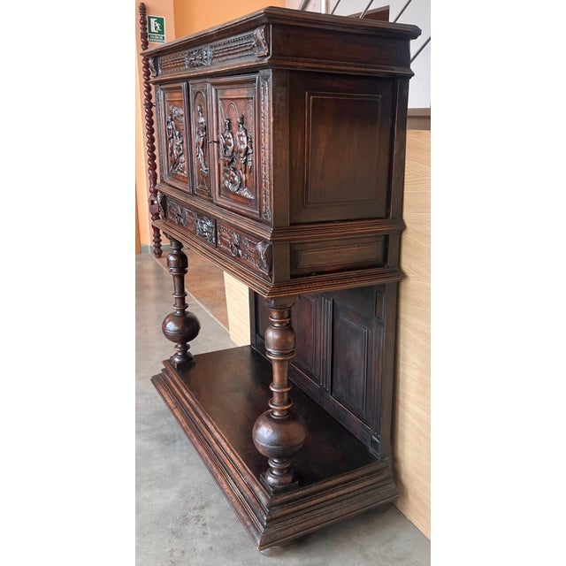 Late 19th Century Late 19th Century Dutch Hand Carved Renaissance Raised Cabinet For Sale - Image 5 of 18