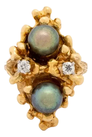 14k Cultured Tahitian Pearl Diamond Ring