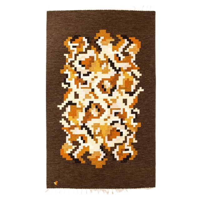 Korall Brun Rug by Erik Lundberg for Vävaregården, Sweden For Sale