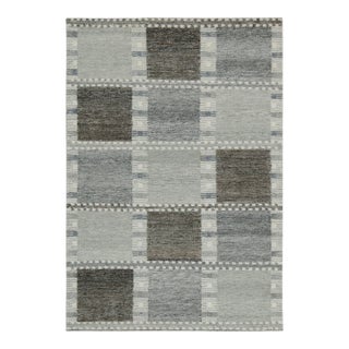 Rug & Kilim’s Scandinavian Outdoor Rug in Gray & White Geometric Pattern - 12'x18' For Sale