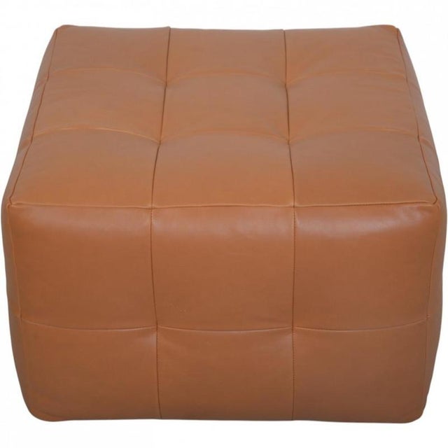 Ottoman in Cognac Anilin Leather For Sale - Image 6 of 6