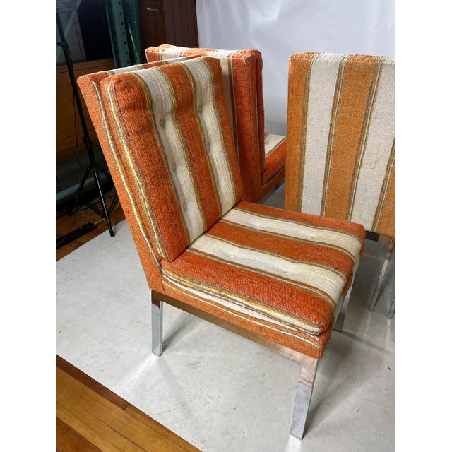 1970s Design Institute of America Chrome Parsons Chairs - Set of 4 For Sale - Image 12 of 12