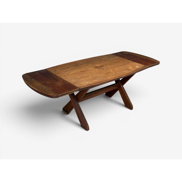 Mid-Century Modern Danish Modern, Brutalist Dining Table, Stained Pine, Denmark, 1960s For Sale - Image 3 of 18