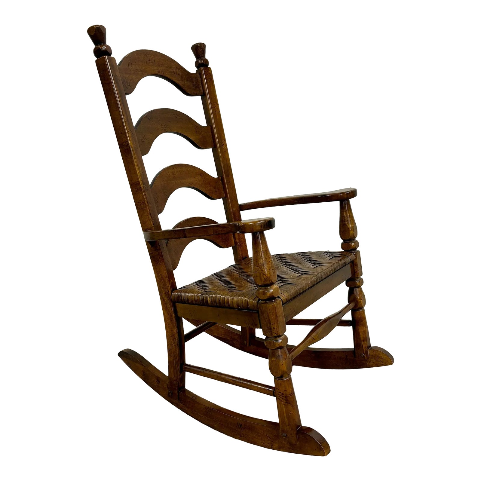 Vintage American Country Shaker Style Ladderback Woven Seat Rocking ...