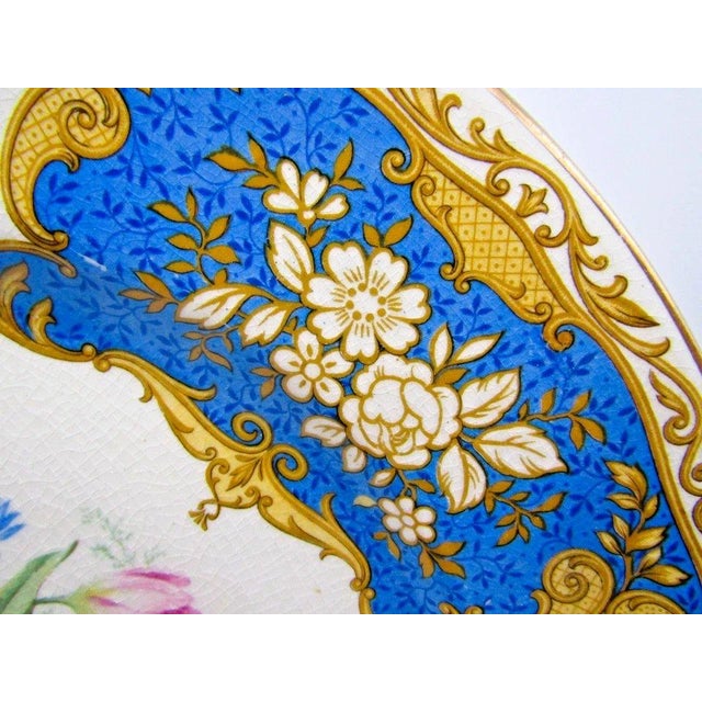 Myott Son & Co. 1920s Myott "The Bouquet" Cobalt Blue and Gold-Gilded Dinner Plates P. Granet - Set of 6 For Sale - Image 4 of 9