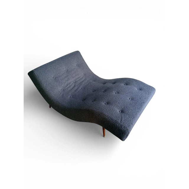 Mid 20th Century Attributed to Adrian Pearsall Wave Chaise Lounge Chair – Mid Century Modern Blue Bouclé For Sale - Image 5 of 16