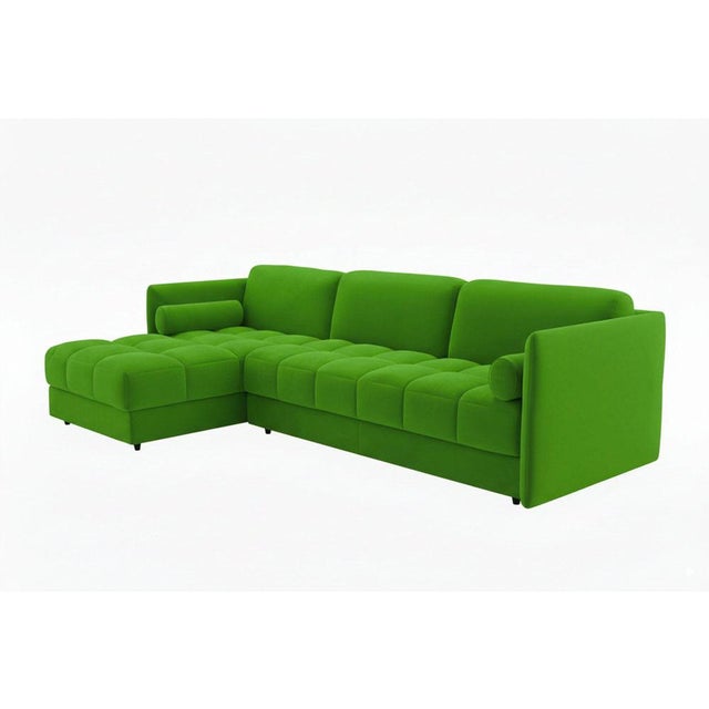Sectional Sofa in Green Velvet. Vínculo Sofa is connection made form. Its deeply padded seat embraces you in a soft...