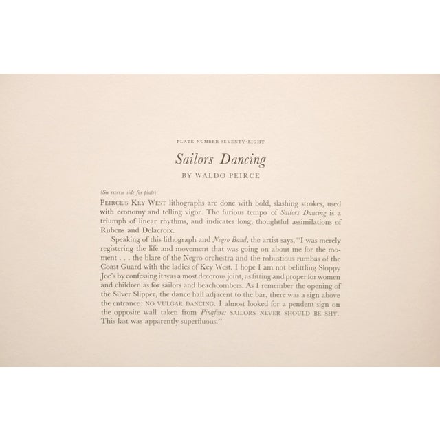 Paper 1939 After Waldo Peirce "Sailors Dancing", First Edition Period Offset Lithograph For Sale - Image 7 of 8