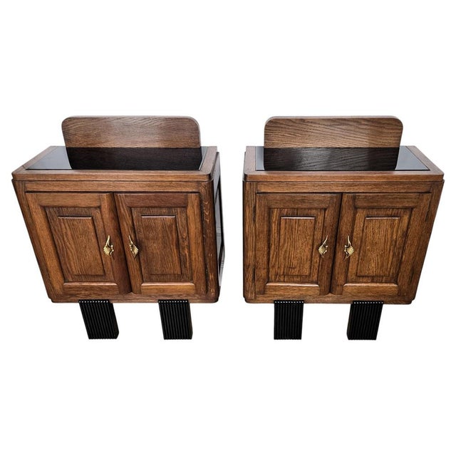 Italian Art Deco Nightstands in Burl Walnut, 1940s, Set of 2 For Sale - Image 11 of 11