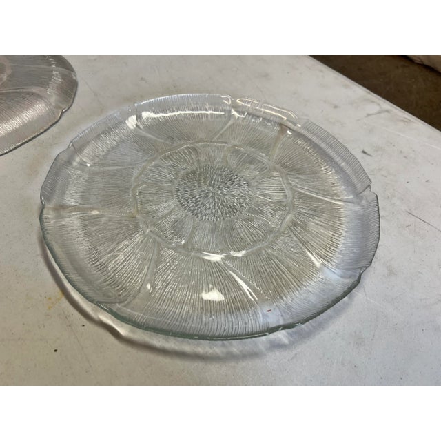 Mid-Century Modern Vintage French Floral Glass Cake Stand & Pie Plate- Set of 2 For Sale - Image 3 of 8